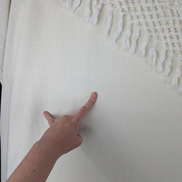 Anthropologie Knotted Macrame Overlay Shower Curtain Ivory Cotton Boho Fringe - Picture 8 of 12